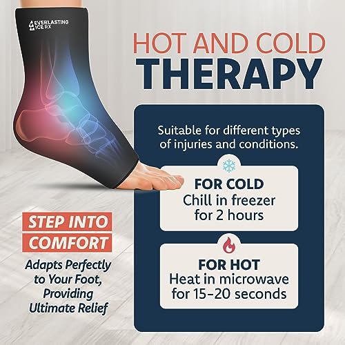 Ankle Compression Sleeve for Achilles Tendonitis Relief, Ankle Ice Pack Wrap, Foot Brace Sprained Ankle Support for Women and Men, Freeze Cold Packs for Plantar Fasciitis - style: L-XL