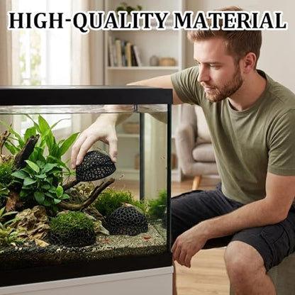 3Pcs Black Shrimp Caves, Shrimp Hides for Aquarium, Shrimps Hide Decorations, Aquarium Hideout, Fish Tank Porous Cave Shelter Hideout for Shrimps and Small Fish