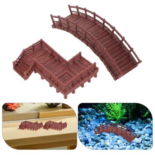 Toyvian 4pcs Miniature Fairy Garden Bridge Set for Fish Tank and Terrarium Decor – Z-Shaped Staircase and Small Arch Bridge, Plastic Micro Landscape Statues for Aquarium and Turtle Tank