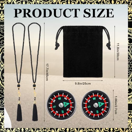 Mindsoft 10 Pcs Muslim Prayer Rug Islamic Prayer Mat with Kufi Hats Prayer Cap, Muslim Tasbih Prayer Beads, Portable Compass and Storage Bags for Men Women Kids Ramadan Eid Travel Gifts Black, Gold