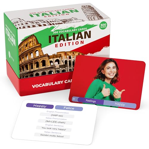 Italian Vocabulary Flash Cards – 300 Words, Pictures & Pronunciation