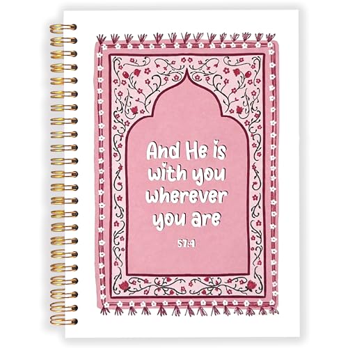 Pink Islamic Notebook Journal for Women, Muslim Islamic Gifts for Women, Quran Verse Prayer Hardcover Spiral Notebook for Work Note Taking 5.5x8.3 in - color: 57:4 white