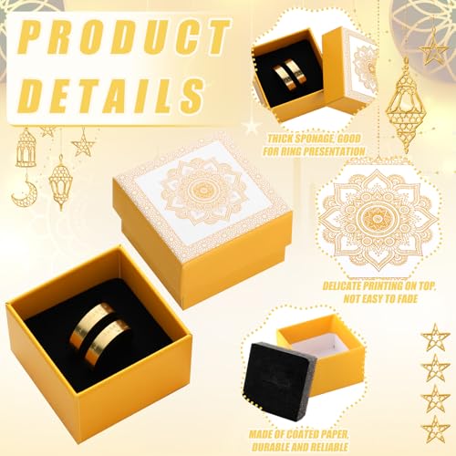 24pcs/12 Sets Islamic Ayatul Kursi Ramadan Gifts for Women Eid Gifts Bulk Ayatul Kursi Rings Ramadan Mubarak Party Favor Arabic Ring with Boxes Muslim Jewelry for Wedding Ceremony Accessory