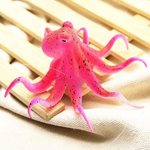 POPETPOP Aquarium Octopus Decoration, Aquarium Decorations Simulation Octopus Fish Tank Octopus Ornament Artificial Silicone Octopus with Suction Cup (Red)