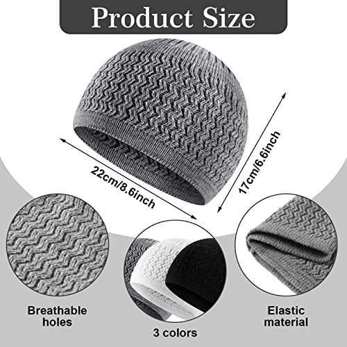 Jiuguva 12 Pcs Kufi Hats for Men and Muslim Prayer Beads Set 6 Handicraft Knitted Hat Stretchy Taqiyah Cap and 6 Tasbih 99 Beads