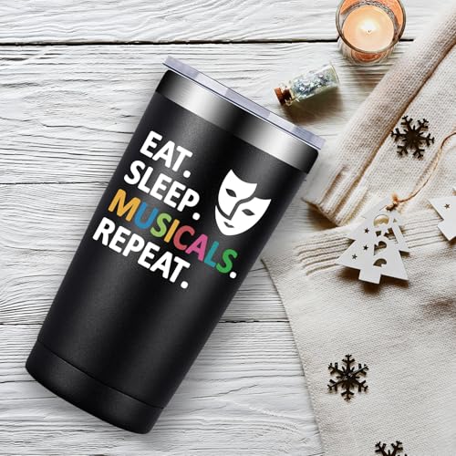 Fufandi Theater Gifts, Broadway Musical Gift - World Theatre Day, Birthday, Chistmas Gifts for Theaters Lovers Actors Music Teacher - Tumbler Cup 20oz - color: Theater Black