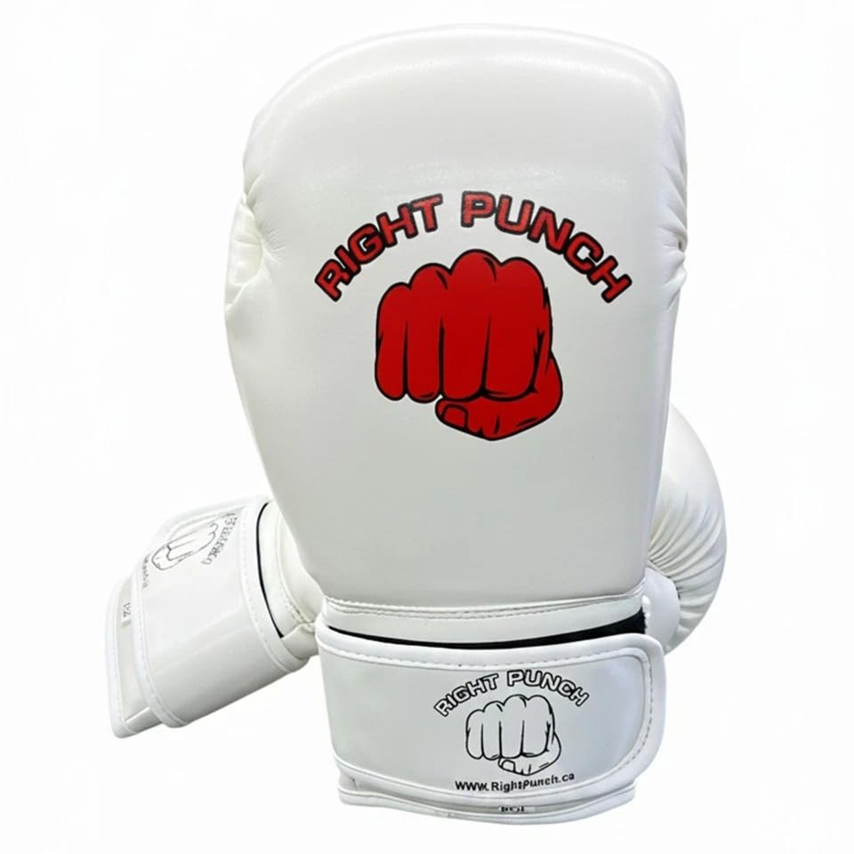 Boxing Gloves for Men, MMA Sparring Gloves, PU Leather, for Muay Thai, Kickboxing - color: White