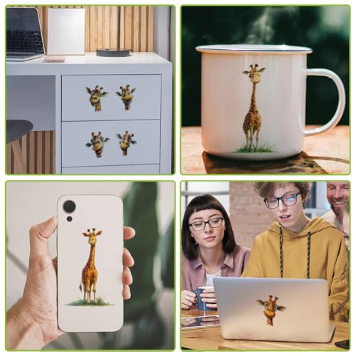 arricraft 10 Pcs Funny Giraffe Theme PVC Cup Transfer Stickers, Grass Giraffe Pattern UV Waterproof Cup Sticker for 16 oz Glasses Window Home Printing Decoration 24x11cm - style: Funny Giraffe Theme