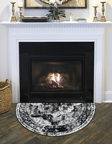 Unique Loom Sofia Collection Area Rug - Salle Garnier (2' 2" x 3' 7" Hearth Black/Ivory) - color: Black/Ivory, size: 2'2" x 3'7" (Semicircular)