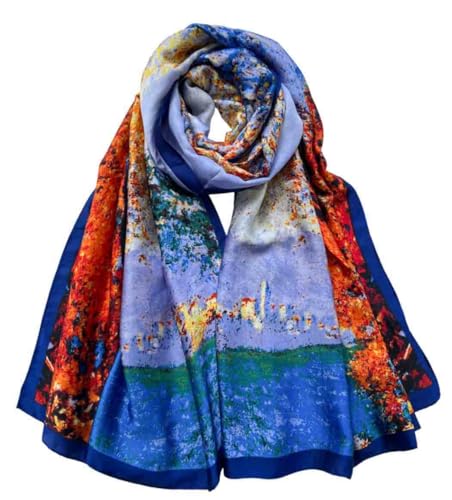 Xyueanlo Scarfs for Women Lightweight Scarves Fashion Print Floral Pattern Head Scarf Wraps Shawls - color: Flower Blue Green Yellow