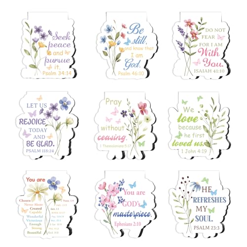 Bible Verse Magnetic Bookmark - 9Pcs Christian Inspirational Quotes Bookmarks for Book Lovers Scripture Religious Motivational Book Marker Prayer Magnets Page Clips for Women Men Reading Gift - color: Bible Verse