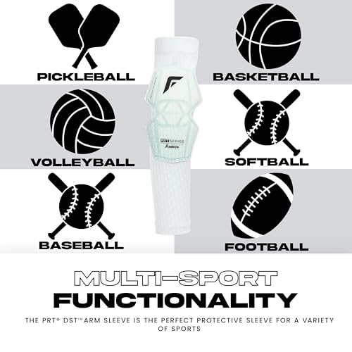 Franklin Sports Baseball + Softball Protective Arm Sleeve - PRT DST Series Youth Arm + Elbow Shield for Batting + Fielding - Protective Arm Sleeve + Elbow Shield - Right Arm + Left Arm - White - OSFM