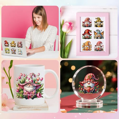 UV DTF Cup Wrap - 20 Pcs Gnome Flower UV DTF Transfers Stickers for 16 OZ Spring Butterfly Waterproof UVDTF Transfer Decals for Glasses Cups Mug DIY Crafts - style: Gnome