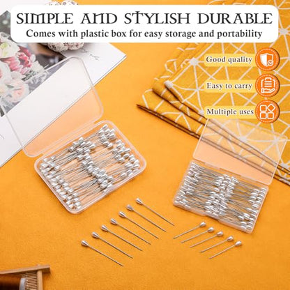 200 Pcs Corsage Pins 2 Styles Teardrop Boutonniere Pins Pearl Pin - size: 200pcs