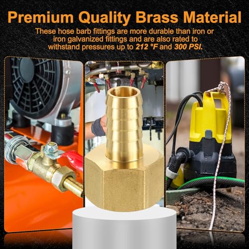 HARFINGTON 2pcs 1/2" to 1/2" NPT Female Brass Hose Barb Fitting Metals Splicer Mender with 2 Pieces Stainless Steel Hose Clamps for 3D Printing, Air Compressor, CNC Machine, Dies - size: 1/2" Barb To 1/2" NPT Female with Clamp