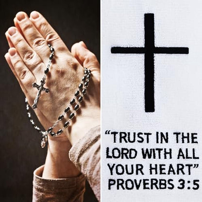 lotoo Christian Cross Football Towel, White Cotton Football Field Quarterback Towels,Football Accessories Sports Towel for Men, Youth, Boys, Adults - color: Proverbs 3:5(white）