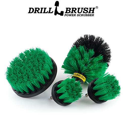 Cast Iron Skillet - Cleaning Supplies - Drill Brush Kitchen Cleaning Kit | Crock Pot Scrubber - Cutting Board, Stove, Sink, Counter-Top, Baseboard, Trash Can, Tile and Flooring - Grout Cleaner - color: Green