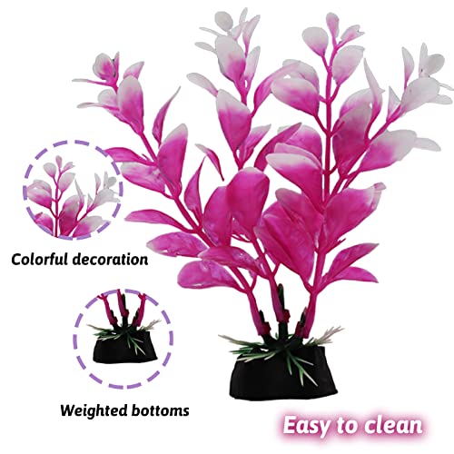 Fish Tank Decorations Plants with Resin Broken Barrel and Cave Rock View, 15pcs Aquarium Decorations Plants Plastic,Fish Tank Accessories, Fish Cave and Hideout Ornaments, Aquarium Decor