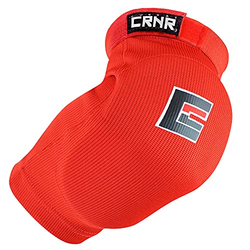 Combat Corner Muay Thai Elbow Pads for MMA, Boxing, Kickboxing, Martial Arts (Red, Small/Medium)
