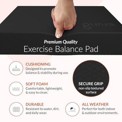 Gurus Balance Pad – High-Density Foam Balance Pad Physical Therapy for Stability & Strength, Exercise Foam Pad for Balancing, Non-Slip Lightweight Trainer for Home Gym & Rehab (Blue) - color: Black