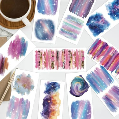 arricraft 10 Sheets Sparkling Patterns Theme UV DTF Cup Wrap for 16OZ Glass, Background Halo Rub on Decals PVC Transfer Stickers for DIY Cups Window Home Printing Decoration 24x11cm/9.4x4.3inch - style: Sparkling Patterns Theme
