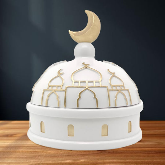 Golden Moroccan Trinket Gift Box with Moon Top, Resin Decorative Storage Box Small Keepsake Organizer with Mosque Decoration Detailed Craftsmanship Holiday Decoration Statues - color: Type C