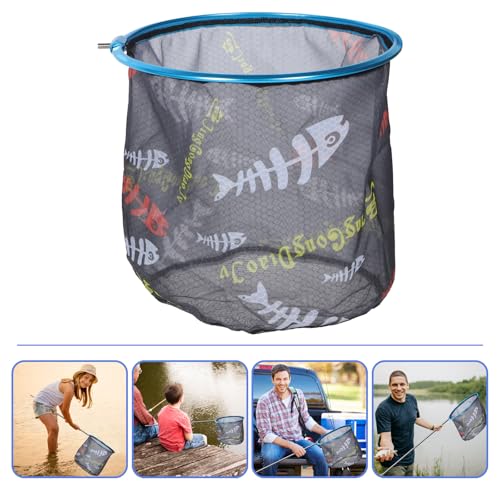 VILLCASE Replacement Fishing Net Head, Wear-Resist Fish Catching Net, 35cm Diameter Deep Round Mesh, Portable Fishing Supplies for Landing and Catching Fish Random Color