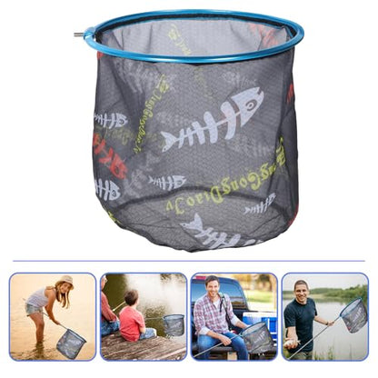 VILLCASE Replacement Fishing Net Head, Wear-Resist Fish Catching Net, 35cm Diameter Deep Round Mesh, Portable Fishing Supplies for Landing and Catching Fish Random Color