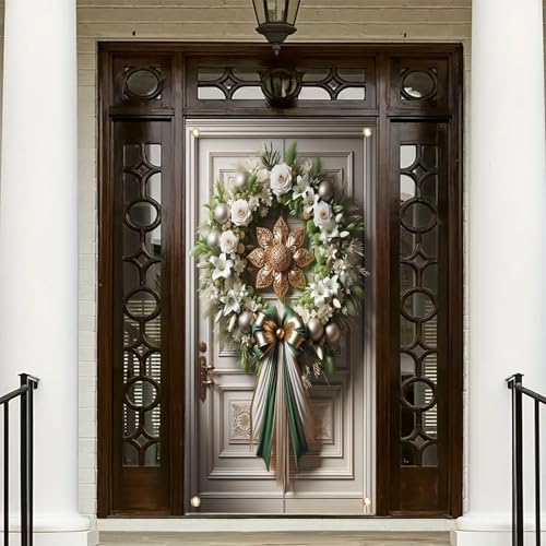 Easter Bunny Family Door Cover Banner 71x35 Inch Spring Green Door Eggs and Flowers Decoration for Indoor Outdoor Garden Home Party Holiday Decor - color: Style 4