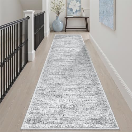 Soalmost Runner Rug 2x8 Washable Non-Slip Hallway Kitchen Runners Grey - color: Grey, size: 2' x 8' (Runner)