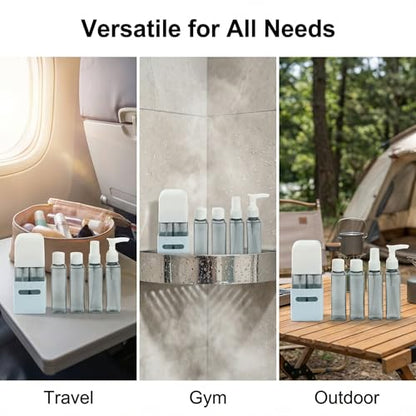 4 in 1 Travel Dispenser Bottle Refillable 4 in 1 Travel Dispenser 60ml Travel Bottles Leakproof Travel Size Containers for Toiletries Shampoo Lotion Blue - color: Blue