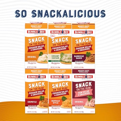 Bumble Bee Snack On The Run! Protein Snack Pack - Original Chicken Salad with Crackers - 10g Protein per Box - Ready to Eat Easy-Open Canned Chicken Salad (Pack of 12) - size: 3.5 Ounce (Pack of 12)