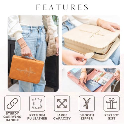 Bible Cover Case for Women - Minimalist Design Debossed Bible Case, Large Bible Covers for Women – Bible Accessories (Burgundy Gold Cross)