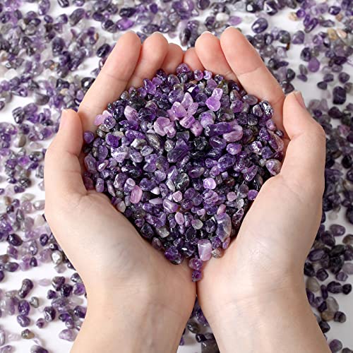 Natural Amethyst Crystal Quartz Rocks Chips Vase Filler Rocks for Succulent Plant Small Fish Tank Aquarium Gravel Decorative Pebbles Stones(200 gram) - color: Purple-amethyst, size: 0.45 Pound