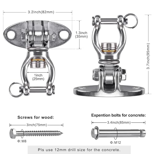 SELEWARE Silent Bearing Swivel Swing Hanger Stainless Steel Swing Hook 2Pcs - color: 360° Bearing Swing Hanger ( 2 Pack )