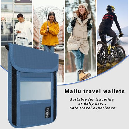 Travel Neck Wallet with RFID Blocking – Passport Holder Organizer Neck Pouch – Portable Easy to Conceal Travel Pouch (PVC Dark Blue) - color: PVC Dark Blue