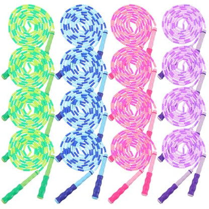 16 Pack Jump Ropes for Adults, 9.2 Feet Adjustable Length Free Segmented Skipping Rope Bulk Soft Beaded Jumping Ropes for Women Men Exercise Training Workout
