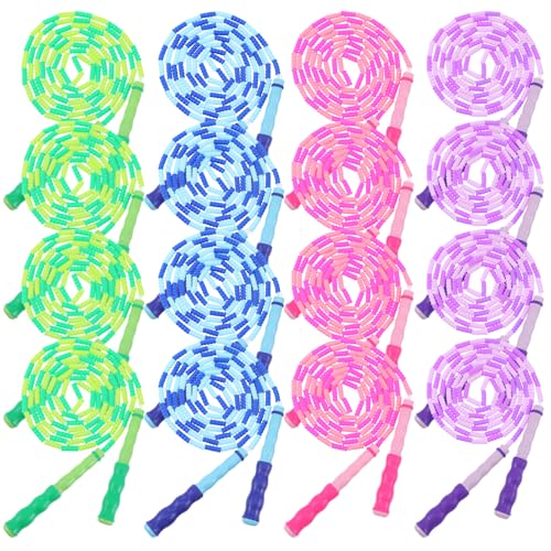 16 Pack Jump Ropes for Adults, 9.2 Feet Adjustable Length Free Segmented Skipping Rope Bulk Soft Beaded Jumping Ropes for Women Men Exercise Training Workout