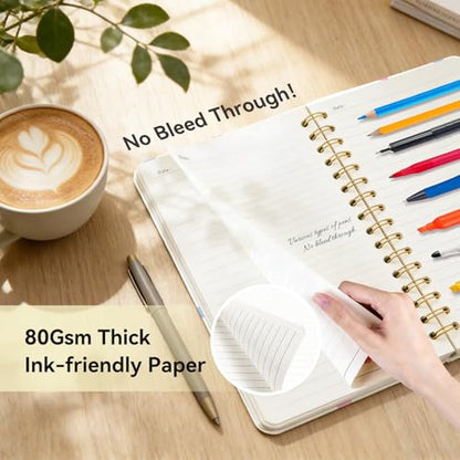 Lined Spiral Journal Notebook, A5 College Ruled Spiral Notebook for Women, Hardcover with Elegant Design for Work and Note-Taking, 5.5 * 8.25 inch, 160 Pages, Heart - color: Heart