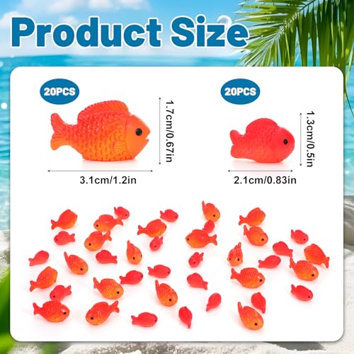 40pcs Plastic Fish Little Mini Fish Bulk Realistic Fake Fishes Party Favors | Miniature Small Fake Fishes Figurines Aquarium Decorations for Under Sea Mermaid Pool Vase Fillers Crafts