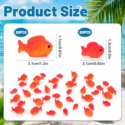 40pcs Plastic Fish Little Mini Fish Bulk Realistic Fake Fishes Party Favors | Miniature Small Fake Fishes Figurines Aquarium Decorations for Under Sea Mermaid Pool Vase Fillers Crafts