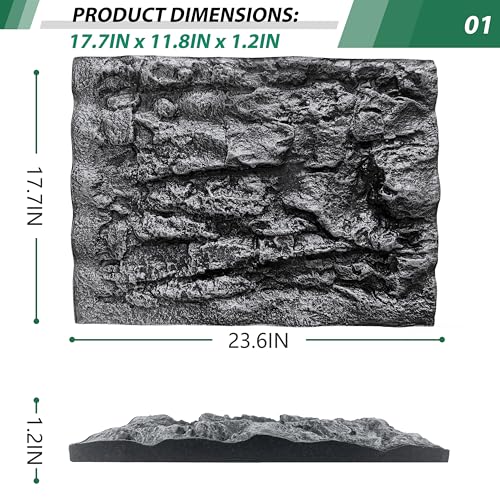 23.6x17.7in Rock Terrarium Background,3D Reptile Tank Background Board,Amphibian Stereo Backdrop Wall,Lizard Snake Gecko Spider Turtle Fish pet silo Background Decorative Panel(Grey) - color: grey-23.6"* 11.8"（1pcs）