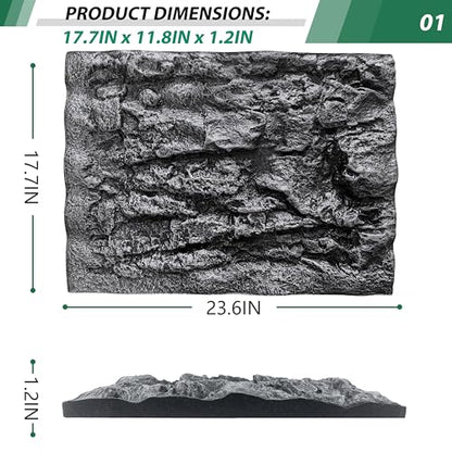 23.6x17.7in Rock Terrarium Background,3D Reptile Tank Background Board,Amphibian Stereo Backdrop Wall,Lizard Snake Gecko Spider Turtle Fish pet silo Background Decorative Panel(Grey) - color: grey-23.6"* 11.8"（1pcs）