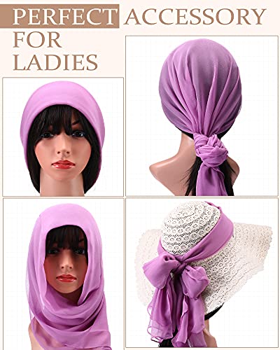 Chuarry 12 Pieces Women Solid Color Chiffon Scarf Soft Breathable Silk Lightweight Accent Scarfs (Classic Color, 20 x 63 Inch)