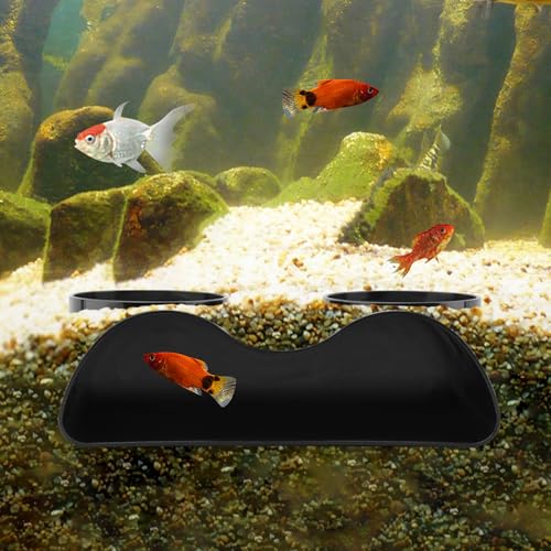 Aquarium Cave Hideout Tunnel, 2-Hole Under Gravel Fish Tank Hide, Black Plastic, 7 x 3.5 x 2.25 in, 2.25 in Openings, Fish and Shrimp Cave Decor