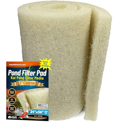Aquatic Experts Cream COARSE Pond Filter Pad - 2 inch Thick - Bulk Roll Water Garden Filter Pond Media - Made in USA, (2 inch by 24 inch by 56 inch) - size: 24" x 56"