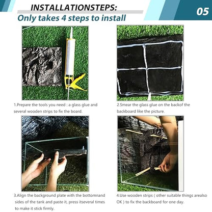 17.7x11.8in Rock Terrarium Background,3D Reptile Tank Background Board,Amphibian Stereo Backdrop Wall,Lizard Snake Gecko Spider Turtle Fish pet silo Background Decorative Panel(Blue) - color: Blue-17.7"*11.8"（1pcs）