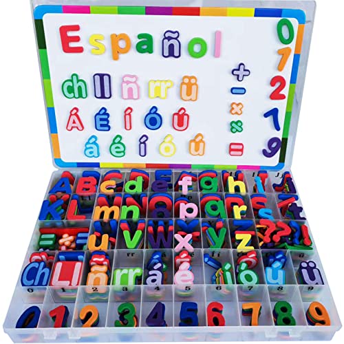 Spanish Magnetic Letters Alphabet Magnets - Letras Españolas y Números Magnéticos para Niños, 9 Colors for Classroom and Home Teaching, 9 Colores para La Enseñanza en Aula y Casa(9 Sets ES1) - style: 9 Sets ES1