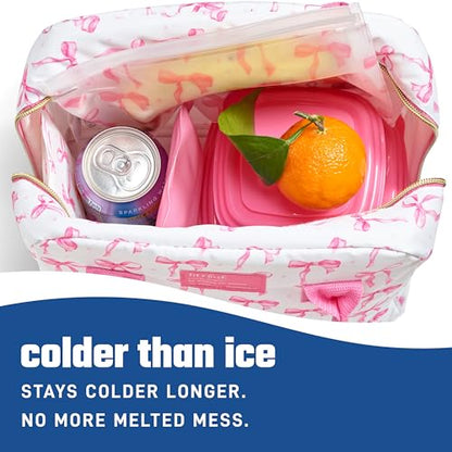 Fit & Fresh Cool Coolers 2 Pack Soft Ice for Lunch Bags, Flexible Stretch Nylon, Durable, Reusable Lunch Box Ice Packs, Soft Ice, Reusable Freezer Packs, Lunch Ice, Easy to Clean, Pink Bows - color: Pink Bows (2 Pack), size: Standard