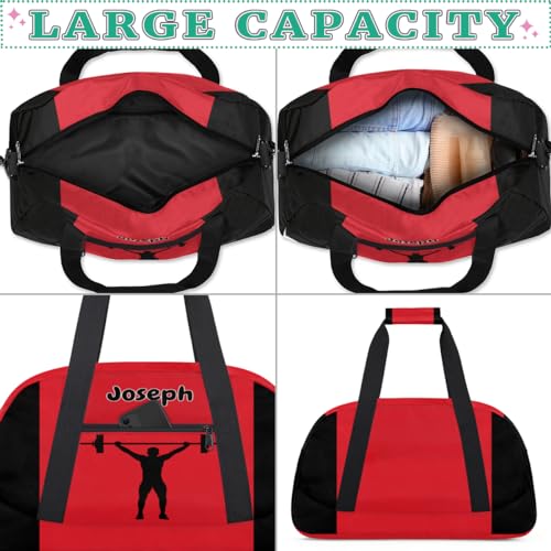 Personalized Sports Duffel Bag with Name, Weightlifting Silhouette | Personalized Named Practice Travel Overnight Training Bag - color: Color 10